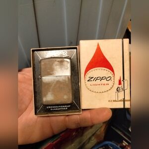 Zippo Brushed Chrome Lighter with Original Box - Silver